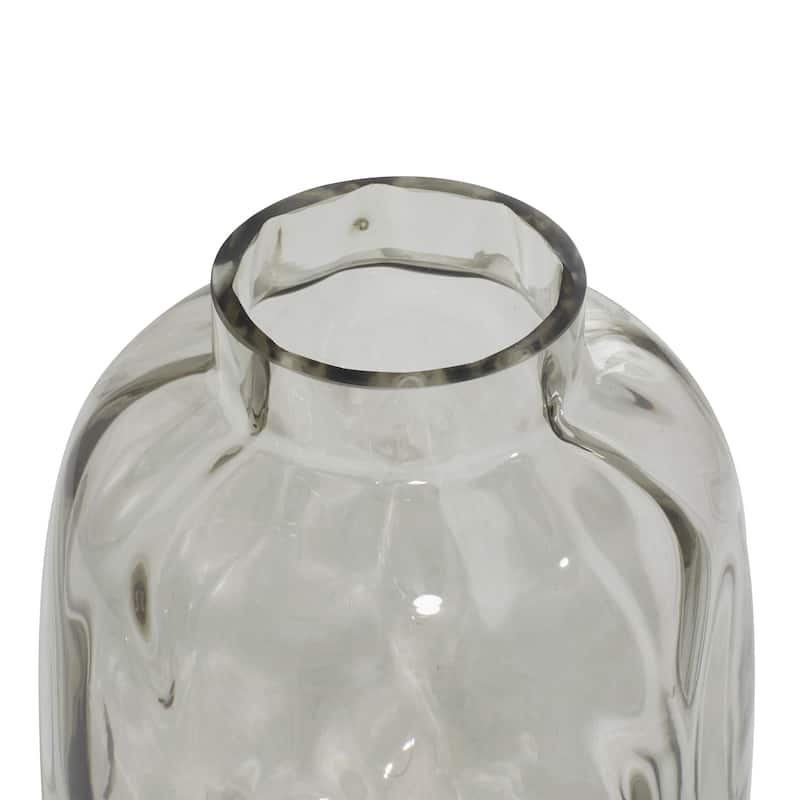 Gray Glass Decorative Vase with Bubble Texture