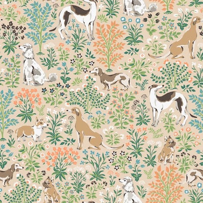 Printfresh Must Love Dogs Tan Peel and Stick Wallpaper