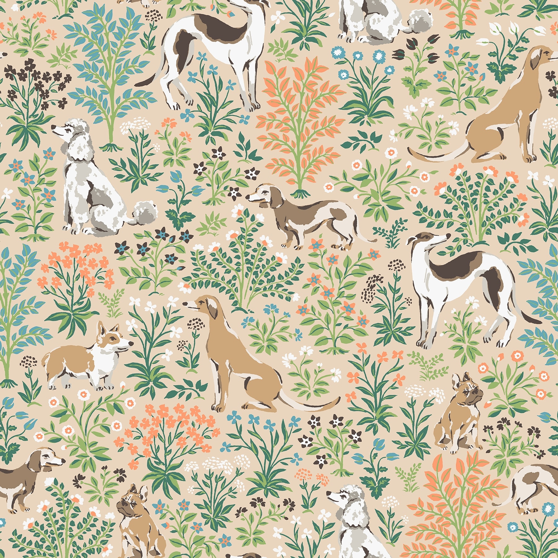 Printfresh Must Love Dogs Tan Peel and Stick Wallpaper