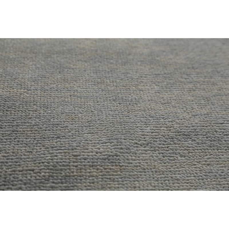 Hand Knotted Oriental 100% Wool Carpet Modern Solid Greys & Charcoal Gabbeh Area Rug - 13' 0'' X 10' 3''