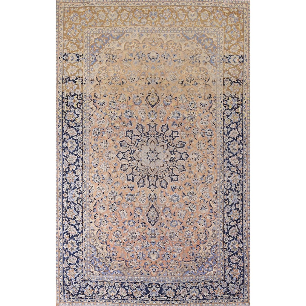 Traditional Najafabad Vintage Persian Rug Hand-Knotted Wool Carpet - 7'10" x 11'6"