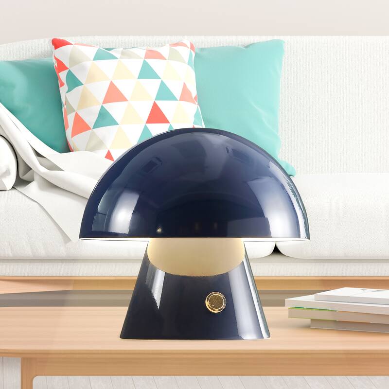 Alyson 7" Contemporary Bohemian Rechargeable/Cordless Iron Integrated LED Mushroom Table Lamp, by JONATHAN Y