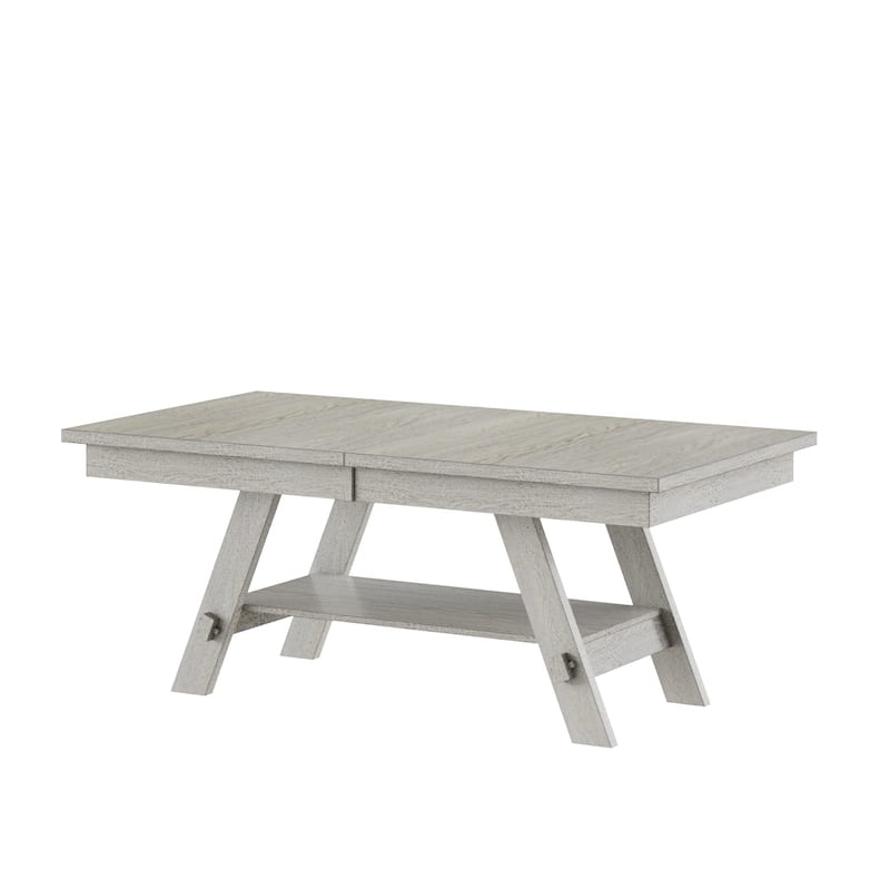 VECELO 90-inch Modern Solid Wood Rectangular Extendable Dining Table