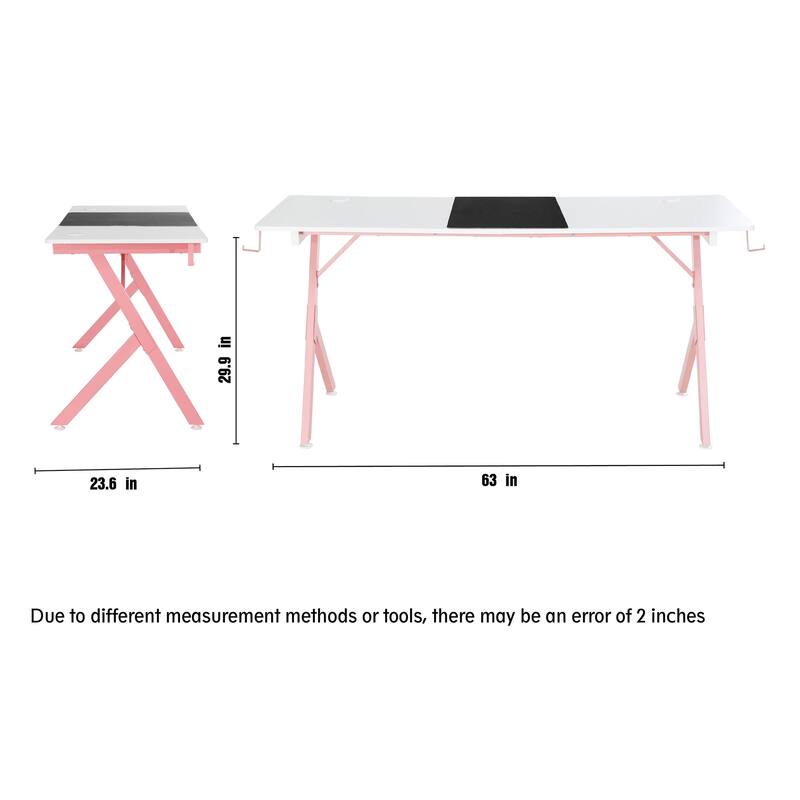 63 inch Carbon Fiber Gaming Desk with Mouse Pad Esports Style Computer Desk for Gamers, Sturdy & Large Gaming Workstation