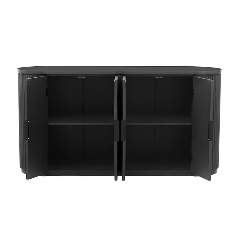 Vertical Striped Door Sideboard with Adjustable Shelves