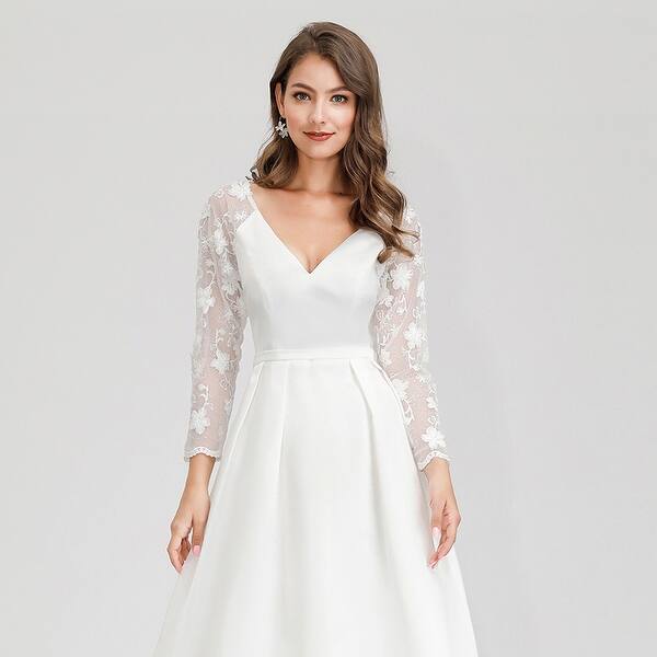 Shop Ever Pretty Womens Elegant V Neck Long Sleeve Wedding Dresses