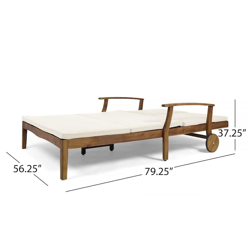Perla Outdoor Acacia Wood Double Chaise Lounge by Christopher Knight Home