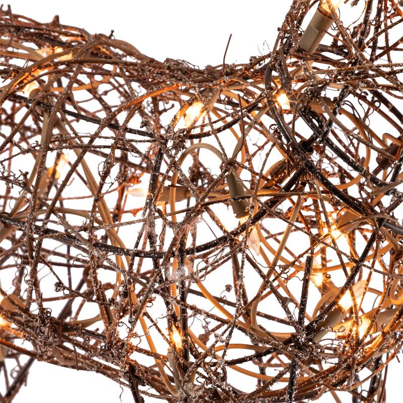 Alpine Corporation Standing Rattan Reindeer Decoration with White Halogen Lights