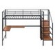 preview thumbnail 41 of 49, Metal Loft Bed with Desk & Metal Grid, Stylish Metal Frame Bed with Lateral Storage Ladder and Wardrobe