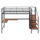 preview thumbnail 3 of 16, Twin Size Metal Loft Bed with Desk & Metal Grid, Stylish Metal Frame Bed with Lateral Storage Ladder & Wardrobe, Black