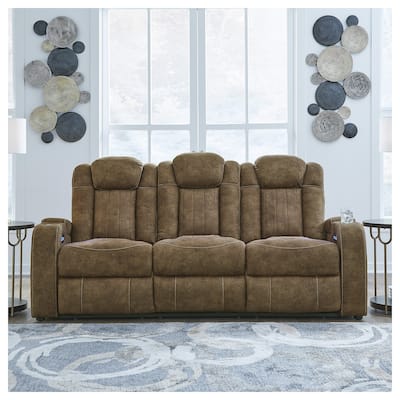 Signature Design by Ashley Wolfridge Brindle Power Reclining Sofa - 86"W x 42"D x 42"H