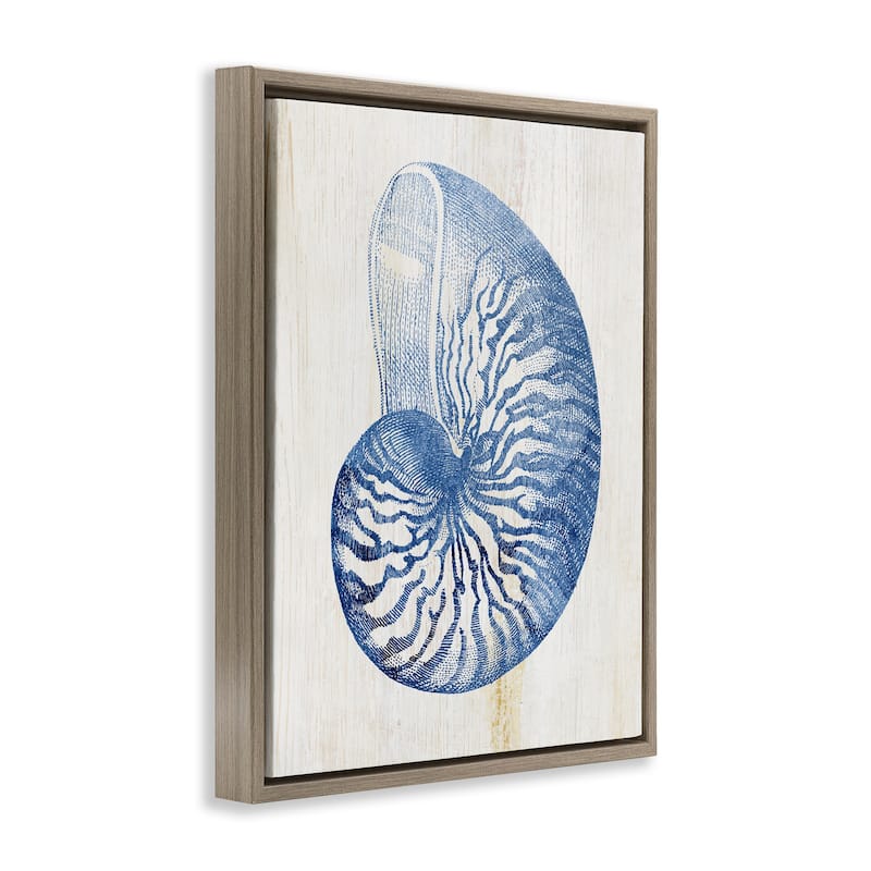 Stupell Blue Nautilus Shell Framed Floater Canvas Wall Art Design By Susan Arnot