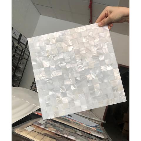 Art3d 12"x12" Mother of Pearl Tile Square White Seamless