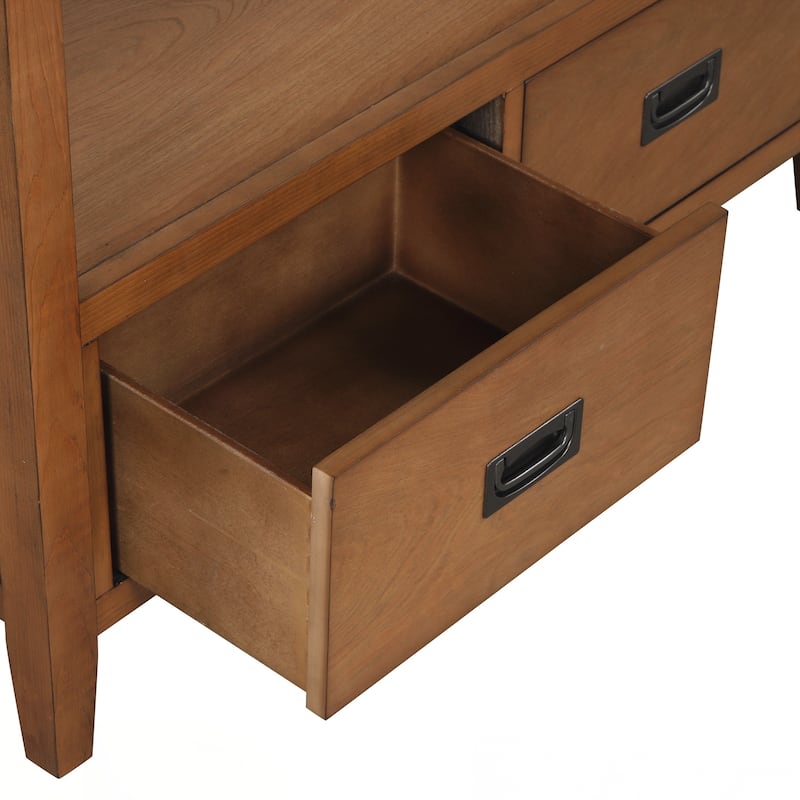 36'' Farmhouse Pine Wood Console Table Entry Sofa Table with 4 Drawers & 1 Storage Shelf for Entryway Living Room Bedroom