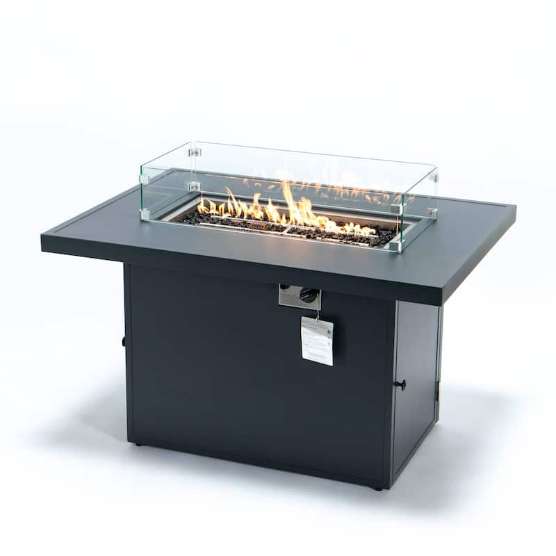 Outdoor 7-Piece Patio Sectional Set Aluminum Frame W/ Fire Pit Table