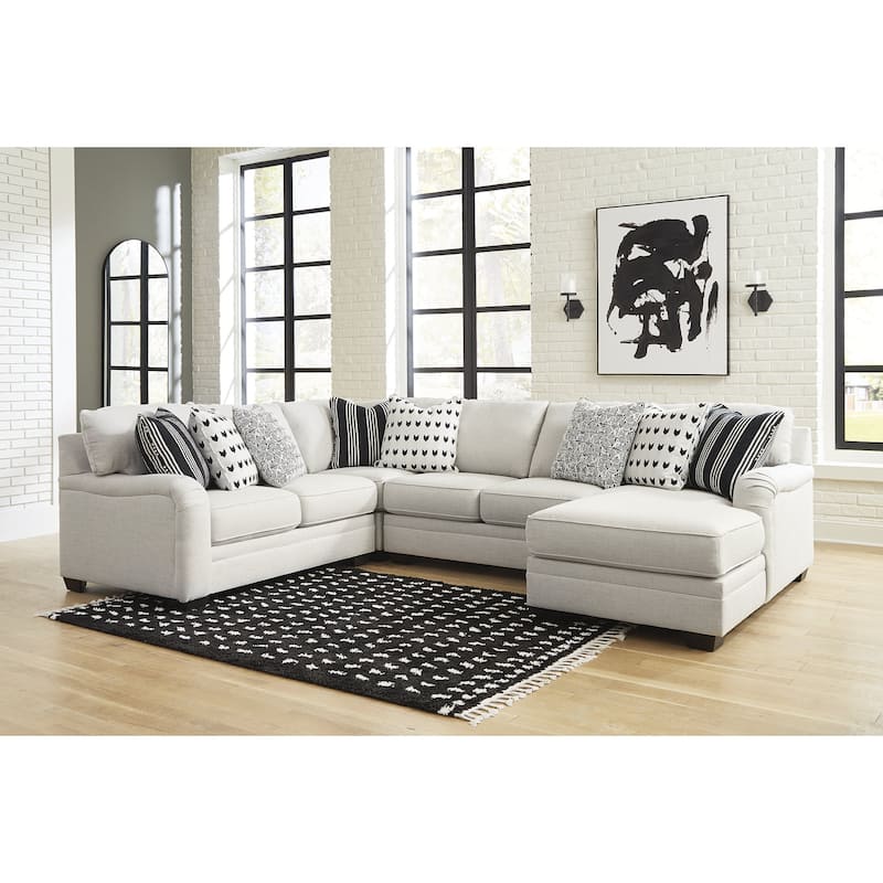 Signature Design by Ashley Huntsworth Dove Gray 4-Piece Sectional with Chaise - 128"W x 99"D x 38"H - Left Facing