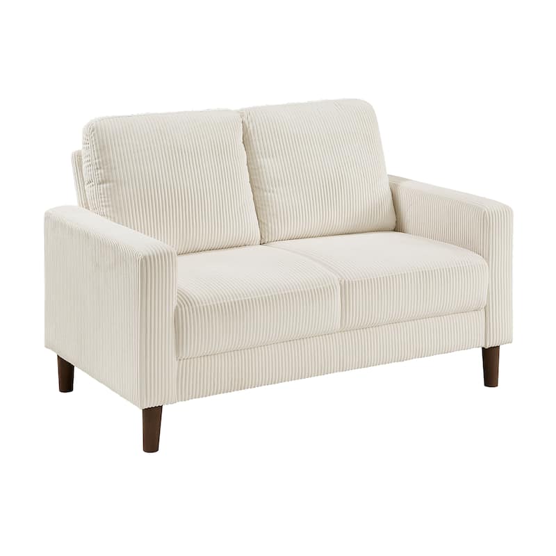 Caspian 54.5" Corduroy Living Room Loveseat - Wood Finish Exposed Feet - Beige (Corduroy)