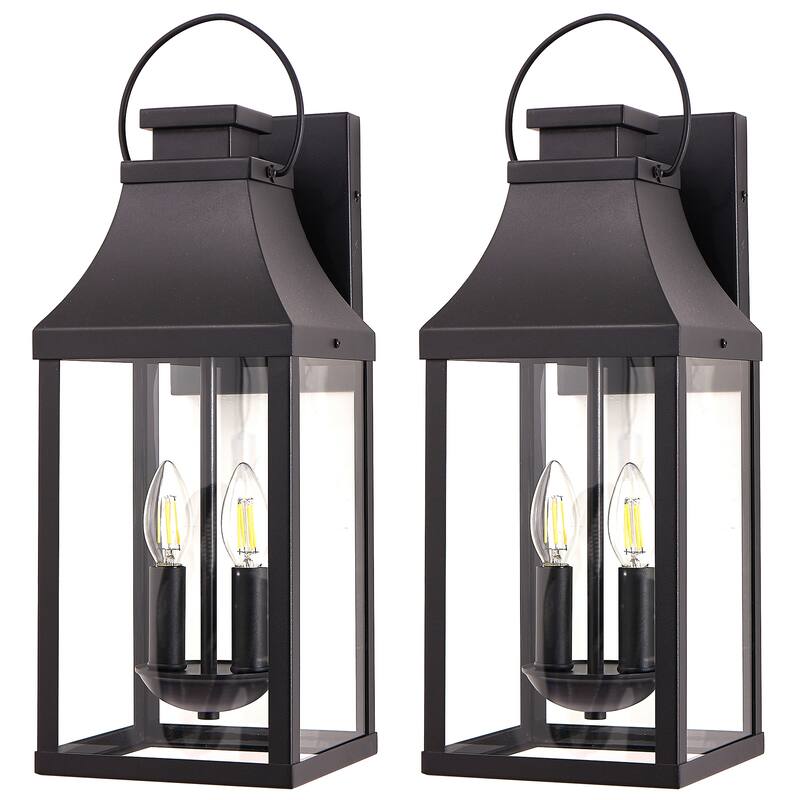 Outdoor Black Wall Lantern Sconce Light