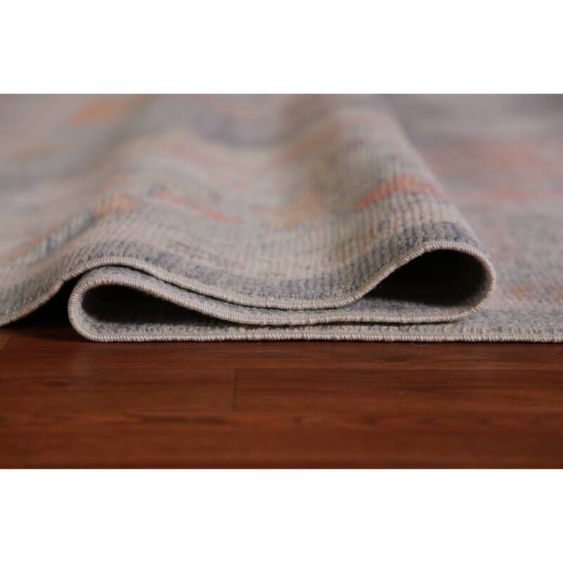 Hand Knotted Oriental 100% Wool Carpet Transitional All-Over Navy Blue & Blues Oushak Area Rug - 11' 10'' X 9' 0''