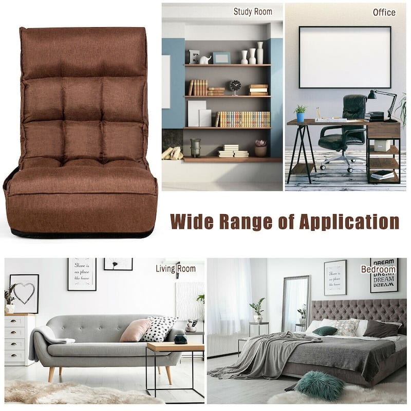 4-Position Adjustable Floor Chair Folding Lazy Sofa - 24" x 26" x 31" (L x W x H)