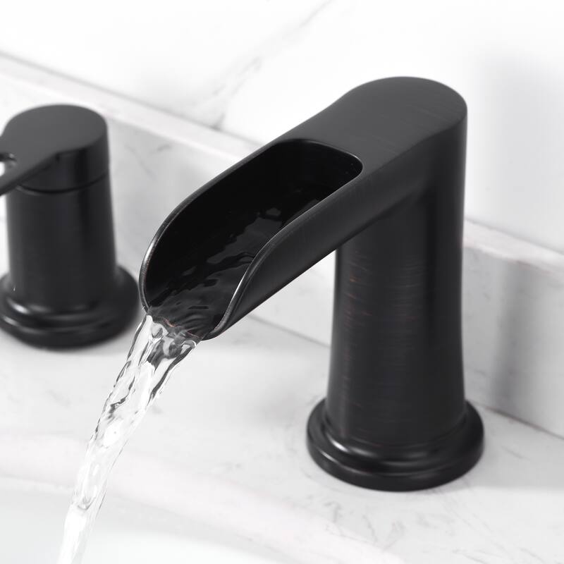 Luxier WSP16-T Waterfall Widespread Bathroom Faucet with Pop-Up Drain