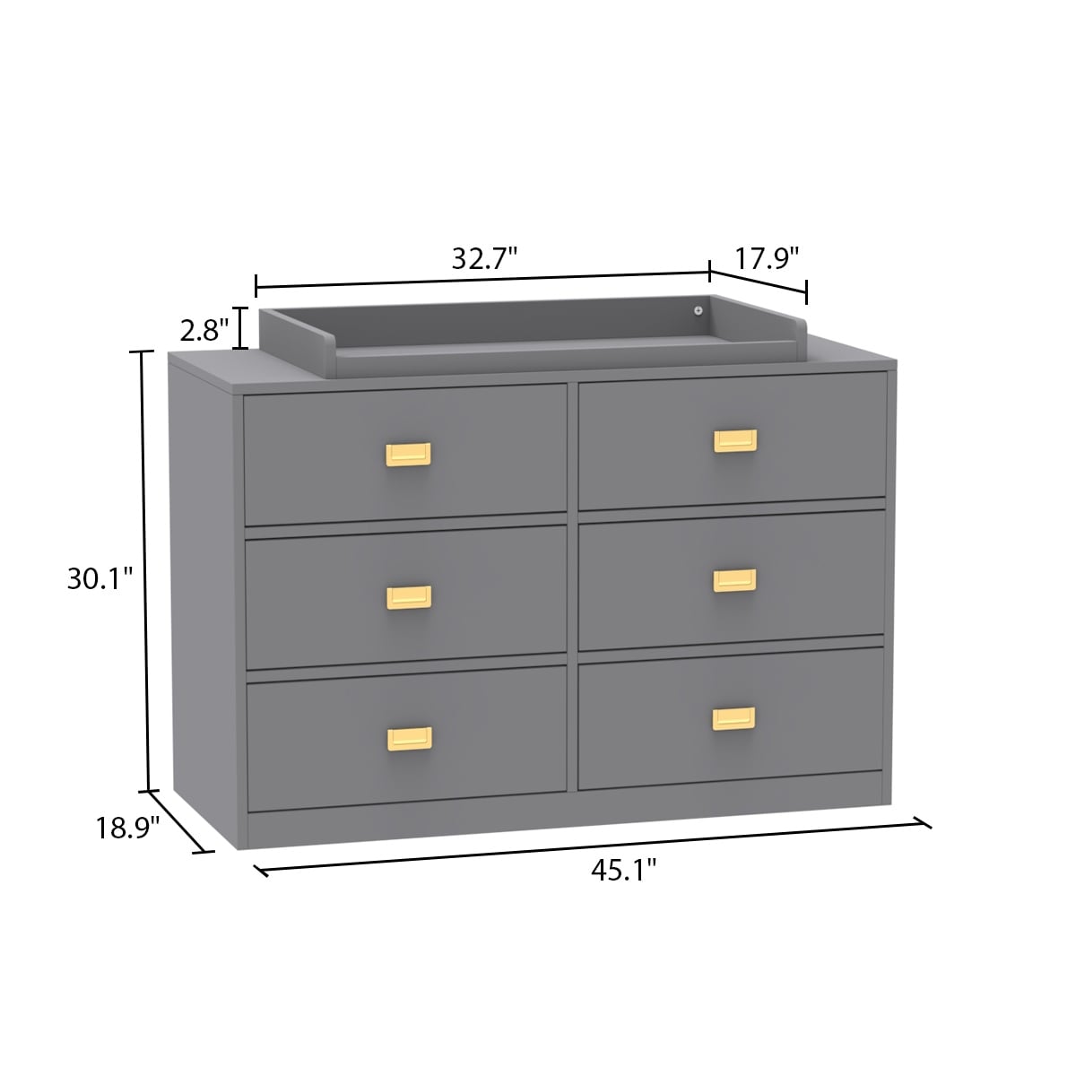 Kerrogee 6 Drawer Dresser with Changing Table Grey eBay