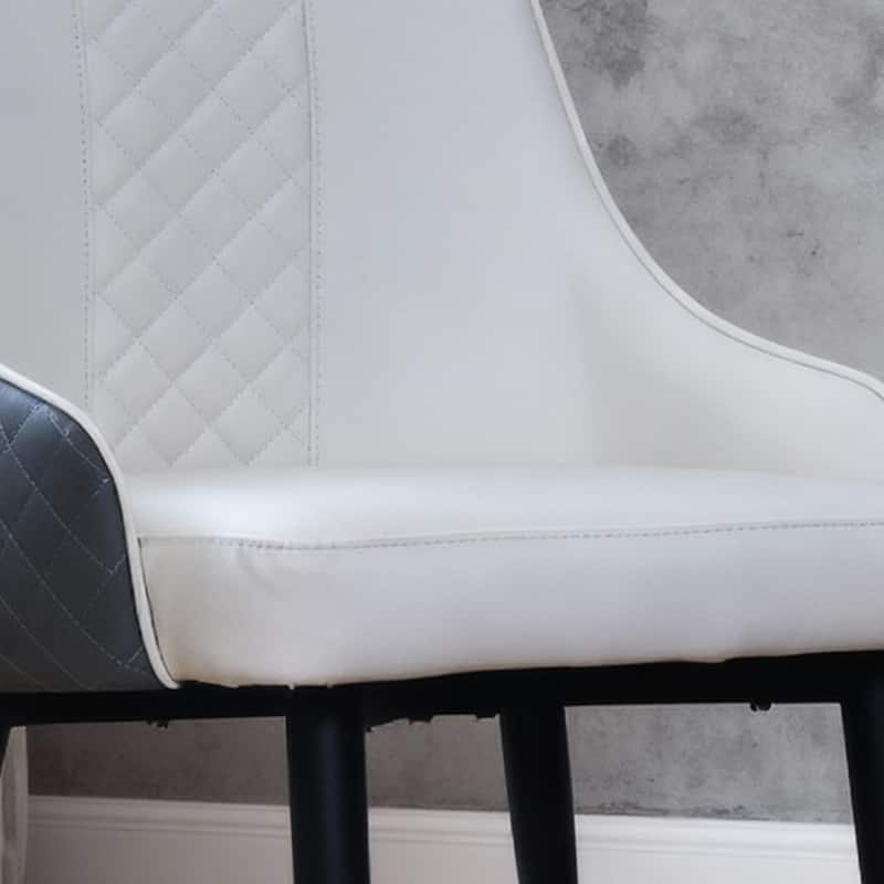 Ergonomic PU Leather Dining Chair High-Back Kitchen Chair with Steel Legs, Set of 2