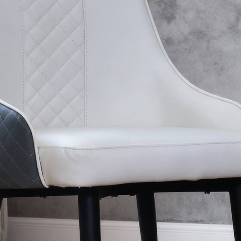 Set of 2 PU Leather Dining Chairs - Ergonomic High-Back Kitchen Chairs with Carbon Steel Legs, Waterproof & Easy Clean