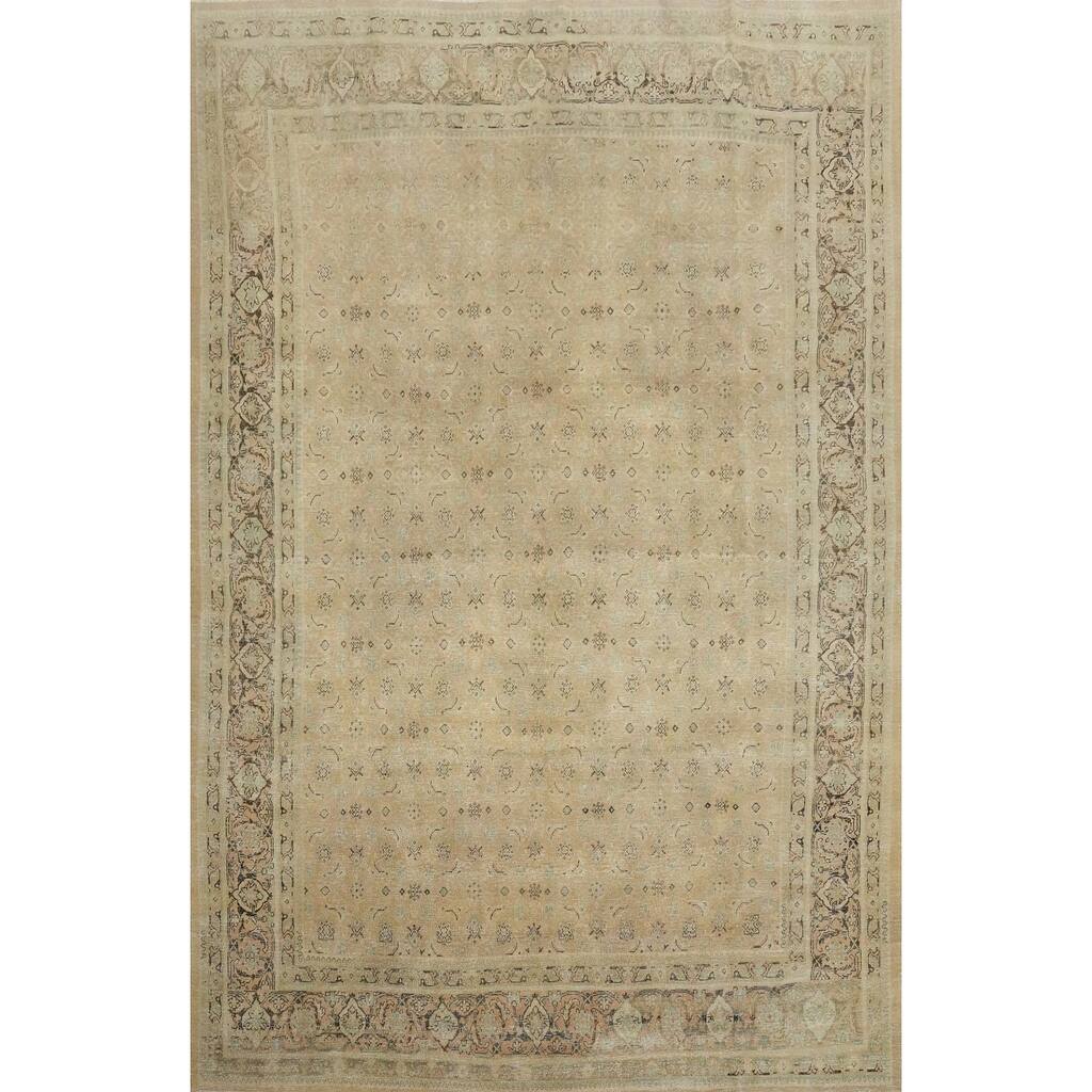 Hand Knotted Oriental 100% Wool Carpet Traditional All-Over Yellow & Gold Mahal Area Rug - 12' 11'' X 9' 5''