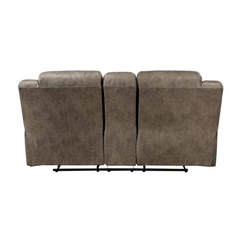 Henry 81 Inch Dual Manual Recliner Loveseat Brown Microfiber, Solid Wood
