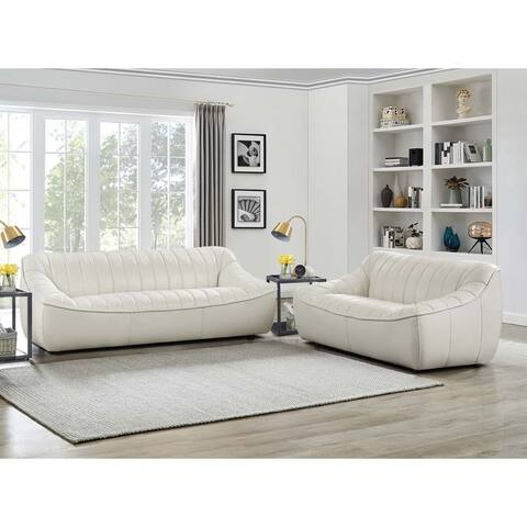 Hydeline Snug Top Grain Leather Sofa and Loveseat Set With Feather, Memory Foam and Springs - Sofa, Loveseat