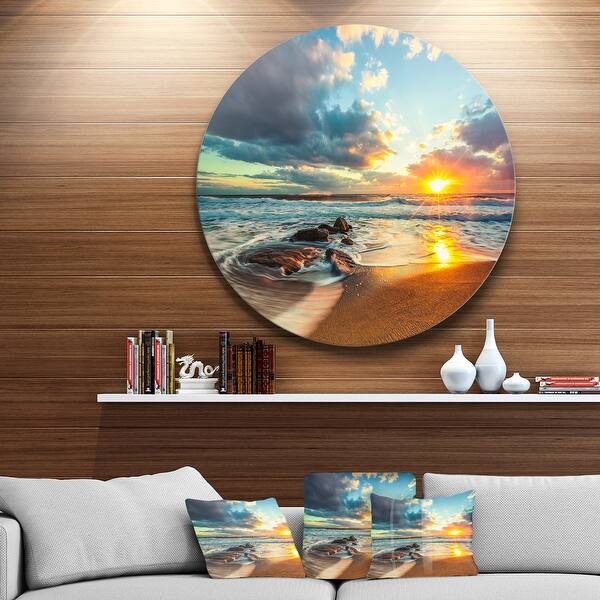 Designart 'Beautiful Cloudscape over the Sea' Modern Beach Circle Wall ...
