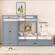 preview thumbnail 2 of 7, Gray Twin-Over-Twin Pine Bunk Bed with Wardrobe, Drawers, Shelves, Guardrail