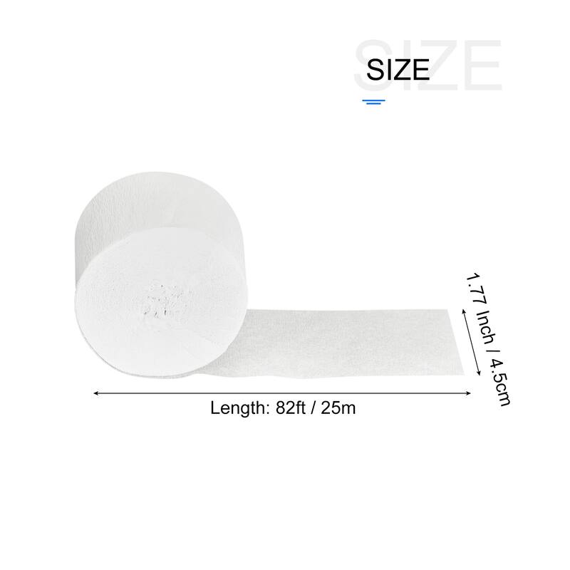 5pcs Crepe Paper Streamer Decoration 82ft Long 1.77 Inch Wide - White