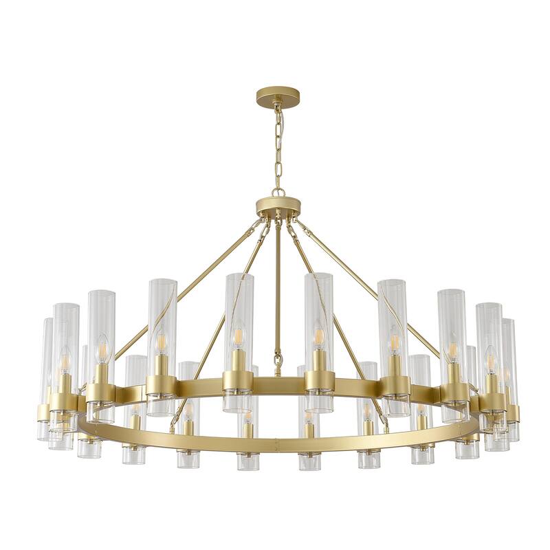 Modern 20 - Light Wheel Chandelier with Clear Glass Shade