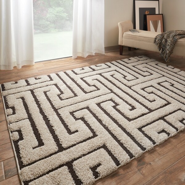 Alexander Home Julian Modern Greek-Key Shag Area Rug - Bed Bath