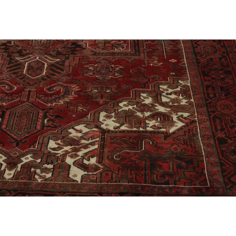 Hand Knotted Oriental 100% Wool Carpet Traditional Medallion Red Heriz Area Rug - 10' 1'' X 8' 2''