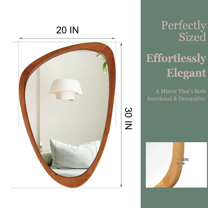 20"x30" Irregular Solid Wood Frame Decorative Mirror,For Bedroom, Bathroom, Living Room, Entryway