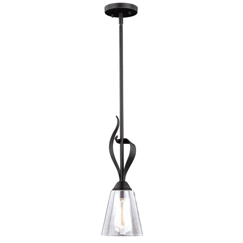 Cinta Bronze Mini Pendant Ceiling Light Clear Glass - 5.75-in W x 17.75-in H x 5.75-in D