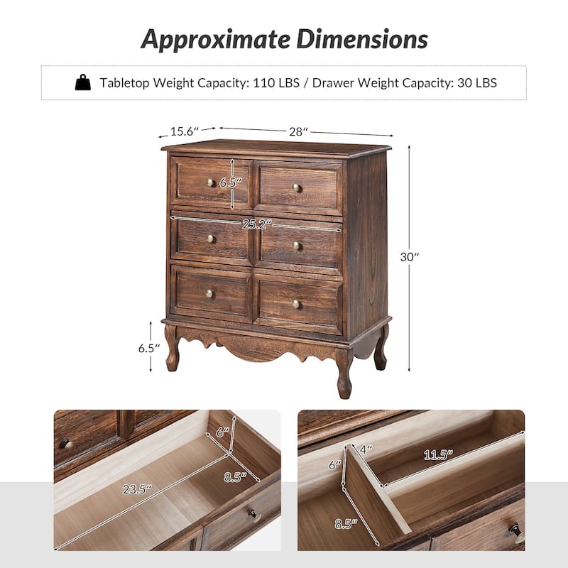 Pallantium Farmhouse 30"Tall Distressed 3-Drawer Nightstand With Solid Wood Legs and Adjustable Feet by HULALA HOME