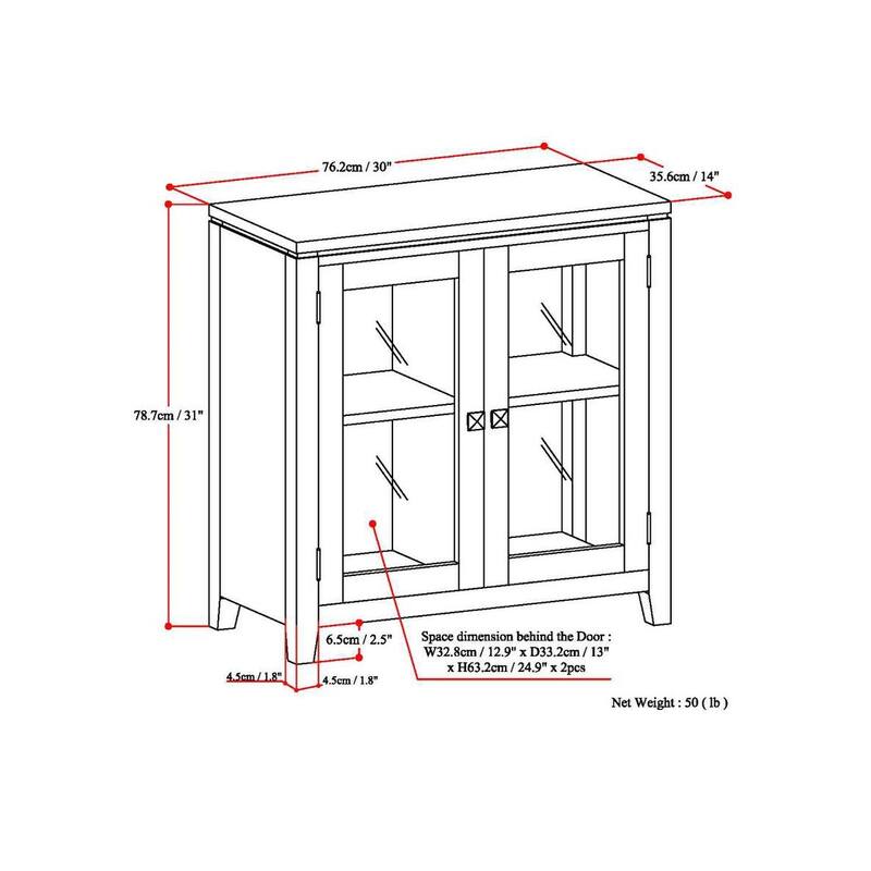 WYNDENHALL Essex SOLID WOOD 30 inch Wide Contemporary Low Storage Cabinet - 30"w x 14"d x 31" h