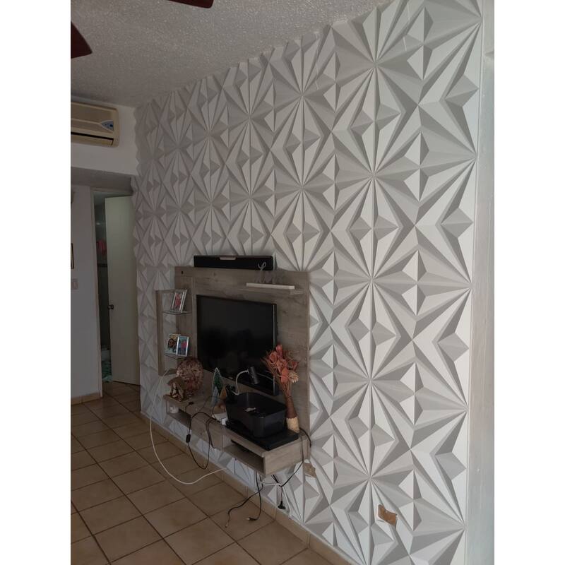 Art3d PVC 3D Wall Panel Diamond for Interior Wall Décor , 3D Textured Wall Panels, Pack of 12 Tiles