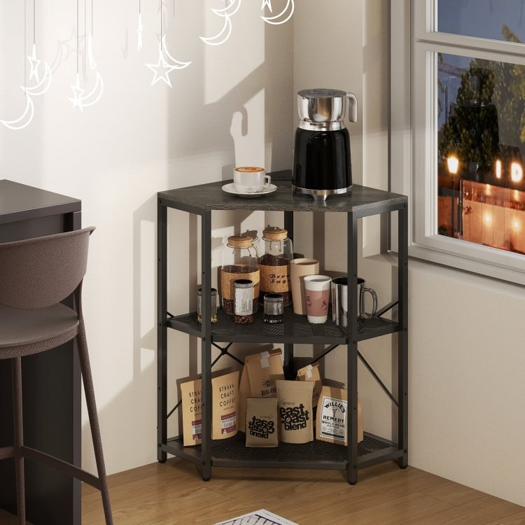 Metal and Engineered Wood Corner Printer Table with Power Strip and Adjustable Shelves - 20" L x 20" W x 31" H