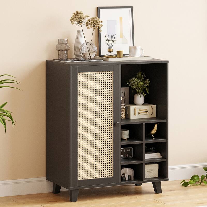 Sideboard Cabinet with Storage, 34 Inch Wine Bar Cabinet with Wine Racks, Buffet Cabinets for Home, Living Room