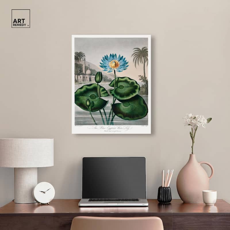 Blue Egyptian Water-Lily Canvas by Art Remedy, Gallery Wrapped