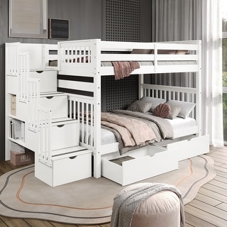 Taylor & Olive Trillium Full over Full Stairway Bunk Bed