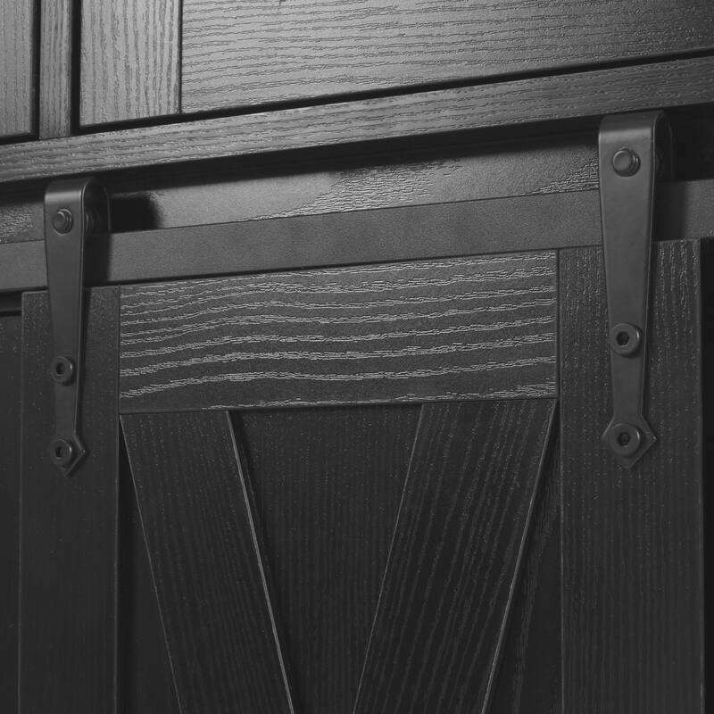 Farmhouse Kitchen Island with Storage, Rolling Kitchen Island on 5 Wheels with Spice Rack