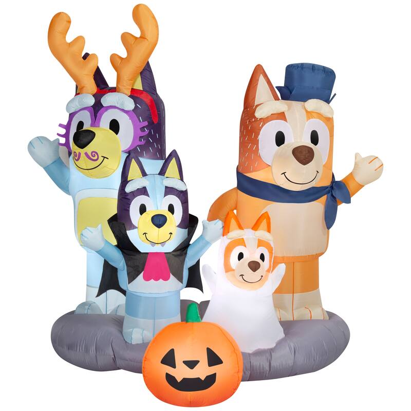 Gemmy Halloween Inflatable Bluey & Family Scene, 5.5 ft Tall