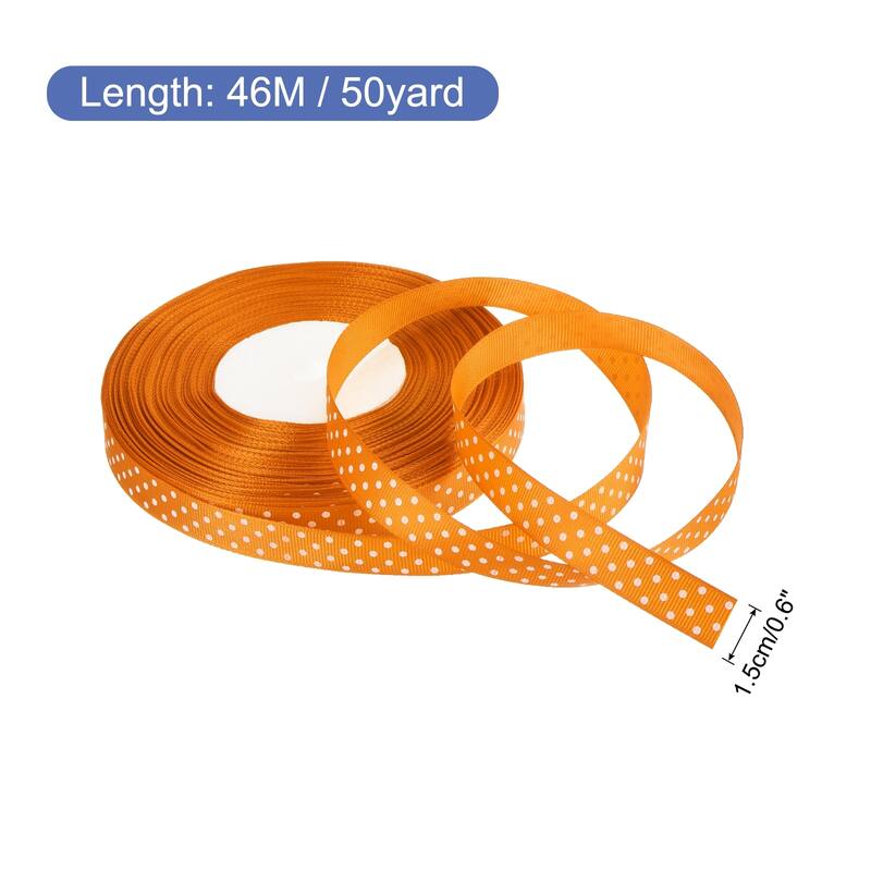 Grosgrain Ribbons with Dots Ribbon Bow Decoration - Orange - 50 Yards 5/8 Inch