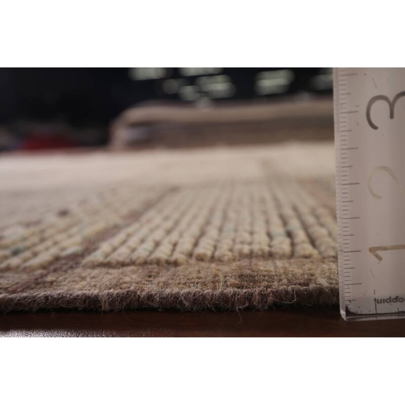 All-Over Striped Moroccan Area Rug Hand-Knotted Wool Carpet - 6'2"x 9'4"